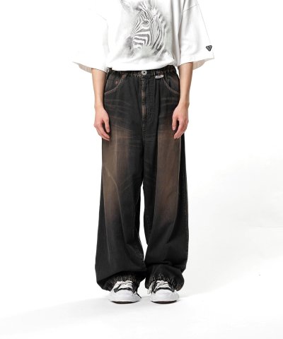 画像1: Maison MIHARA YASUHIRO (Light Denim Wide Pants) BLACK