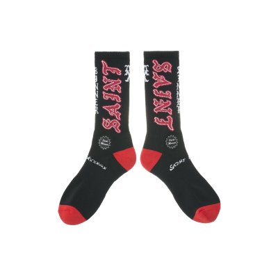 画像1: SAINT Mxxxxxx (SOCKS_SAINT) BLACK-RED