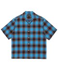 WACKO MARIA (OMBRE CHECK OPEN COLLAR SHIRT S/S TYPE-2) BLUE