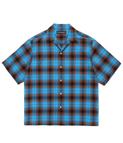 画像1: WACKO MARIA (OMBRE CHECK OPEN COLLAR SHIRT S/S TYPE-2) BLUE