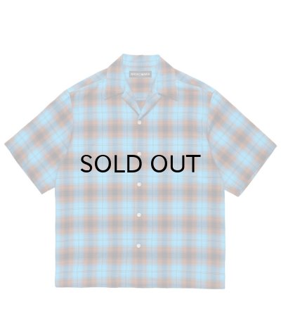 画像1: WACKO MARIA (OMBRE CHECK OPEN COLLAR SHIRT S/S TYPE-2) BLUE