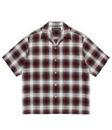 WACKO MARIA (OMBRE CHECK OPEN COLLAR SHIRT S/S TYPE-2) BROWN