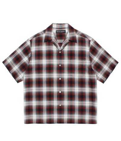 画像1: WACKO MARIA (OMBRE CHECK OPEN COLLAR SHIRT S/S TYPE-2) BROWN