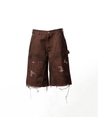 画像1: KAMIYA (BORO Duck Painter Bermuda Pants) BROWN