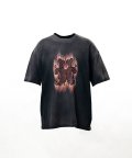KAMIYA ("CRAYON FLAME" Distressed T-shirt) BLACK