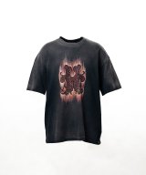 KAMIYA ("CRAYON FLAME" Distressed T-shirt) BLACK