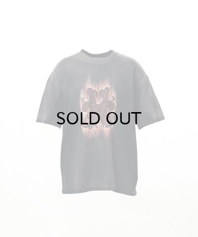 画像1: KAMIYA ("CRAYON FLAME" Distressed T-shirt) BLACK