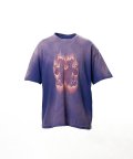 KAMIYA ("CRAYON FLAME" Distressed T-shirt) NAVY