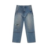 BLACK EYE PATCH (DOUBLE KNEE DAMAGED PAINTER PANTS) INDIGO