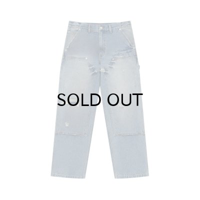 画像1: BLACK EYE PATCH (DOUBLE KNEE DAMAGED PAINTER PANTS) INDIGO