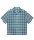 WACKO MARIA (OMBRE CHECK OPEN COLLAR SHIRT S/S TYPE-3) BLUE