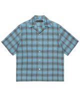 WACKO MARIA (OMBRE CHECK OPEN COLLAR SHIRT S/S TYPE-3) BLUE