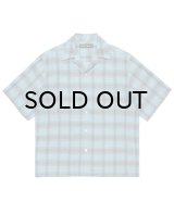 WACKO MARIA (OMBRE CHECK OPEN COLLAR SHIRT S/S TYPE-3) BLUE