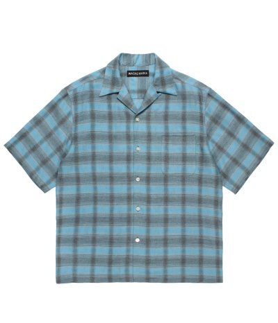 画像1: WACKO MARIA (OMBRE CHECK OPEN COLLAR SHIRT S/S TYPE-3) BLUE