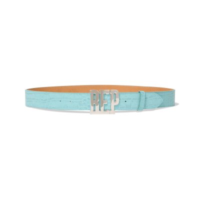 画像1: BLACK EYE PATCH (CROCODILE LETTERS BELT) TURQUOISE