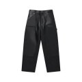 BLACK EYE PATCH (FAUX LEATHER EXTRA BAGGY DOUBLE KNEE PANTS) BLACK