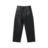BLACK EYE PATCH (FAUX LEATHER EXTRA BAGGY DOUBLE KNEE PANTS) BLACK