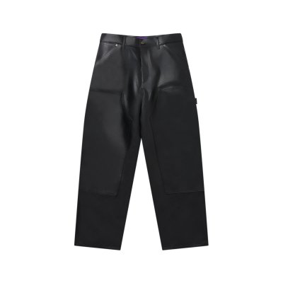 画像1: BLACK EYE PATCH (FAUX LEATHER EXTRA BAGGY DOUBLE KNEE PANTS) BLACK