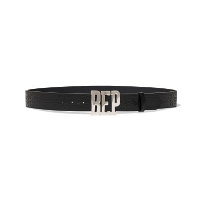 画像1: BLACK EYE PATCH (CROCODILE LETTERS BELT) BLACK