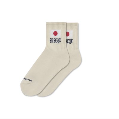 画像1: BLACK EYE PATCH (JAPAN FLAG SHORT SOCKS) IVORY