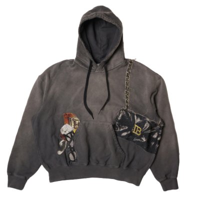 画像1: doublet (TROMPE L'ONEIL EMBROIDERY HOODIE) BLACK
