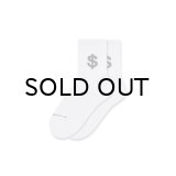 BLACK EYE PATCH (DOLLAR SIGN SHORT SOCKS) WHITE