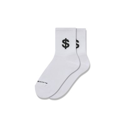 画像1: BLACK EYE PATCH (DOLLAR SIGN SHORT SOCKS) WHITE