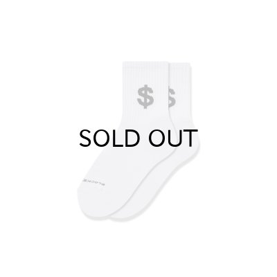 画像1: BLACK EYE PATCH (DOLLAR SIGN SHORT SOCKS) WHITE