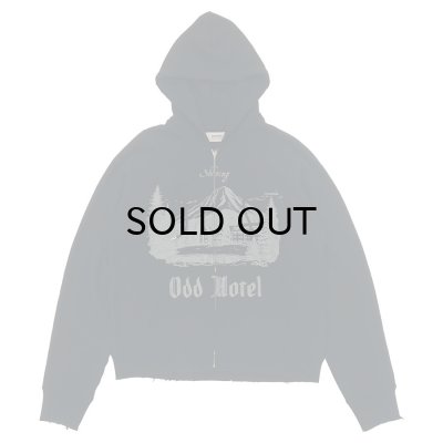 画像1: DAIRIKU ("ODD HOTEL" SILK-COTTON ZIP UP HOODIE) BLACK