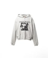 KAMIYA ("DISTORTED Girl" Zip-up Hoodie) GRAY