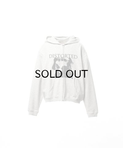 画像1: KAMIYA ("DISTORTED Girl" Zip-up Hoodie) GRAY