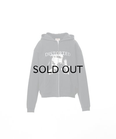 画像1: KAMIYA ("DISTORTED Girl" Zip-up Hoodie) BLACK