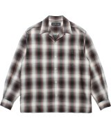 WACKO MARIA (OMBRE CHECK OPEN COLLAR SHIRT L/S TYPE-2) BROWN