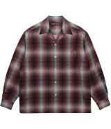 WACKO MARIA (OMBRE CHECK OPEN COLLAR SHIRT L/S TYPE-1) RED