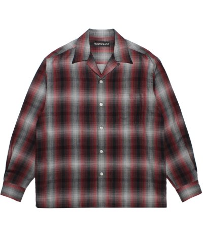 画像1: WACKO MARIA (OMBRE CHECK OPEN COLLAR SHIRT L/S TYPE-1) RED