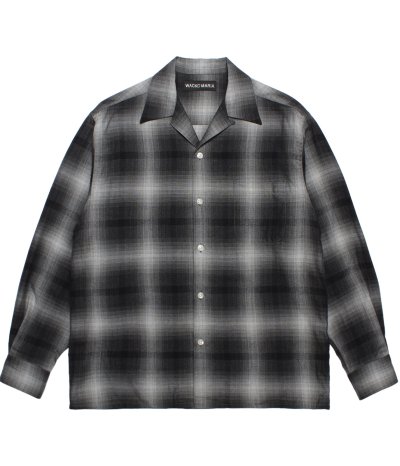 画像1: WACKO MARIA (OMBRE CHECK OPEN COLLAR SHIRT L/S TYPE-1) GRAY