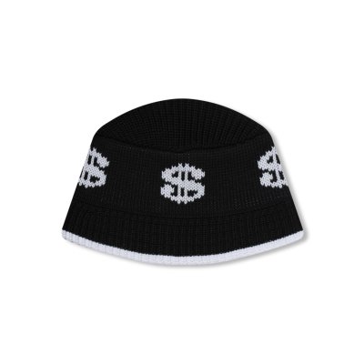 画像1: BLACK EYE PATCH (DOLLAR SIGN KNITTED BUCKET HAT) BLACK