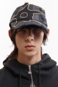 P.A.M. (DISTRESSED URCHIN TAG BASEBALL CAP) BLACK WASH