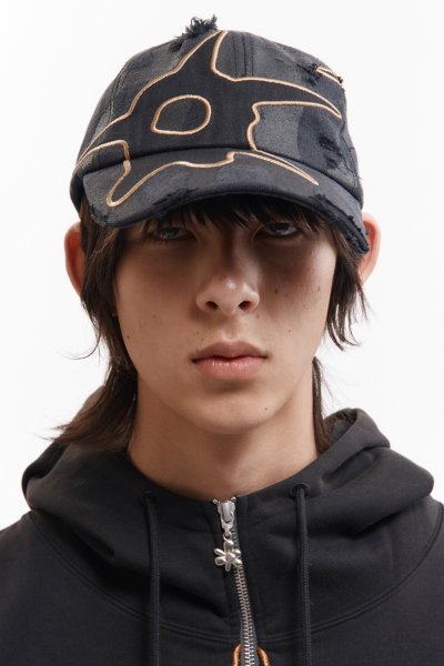 画像1: P.A.M. (DISTRESSED URCHIN TAG BASEBALL CAP) BLACK WASH