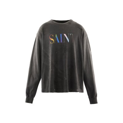 画像1: SAINT Mxxxxxx (LS T-SHIRT_SAINT) BLACK