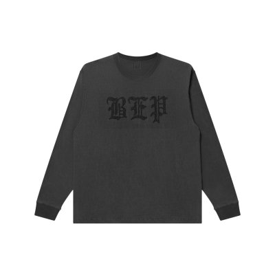 画像1: BLACK EYE PATCH (RHINESTONED 3 LETTER OE HEAVYWEIGHT L/S TEE) WASHED BLACK