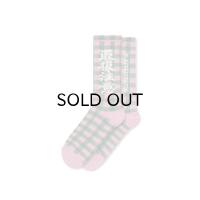 画像1: BLACK EYE PATCH (CHECKED HWC SOCKS) PINK