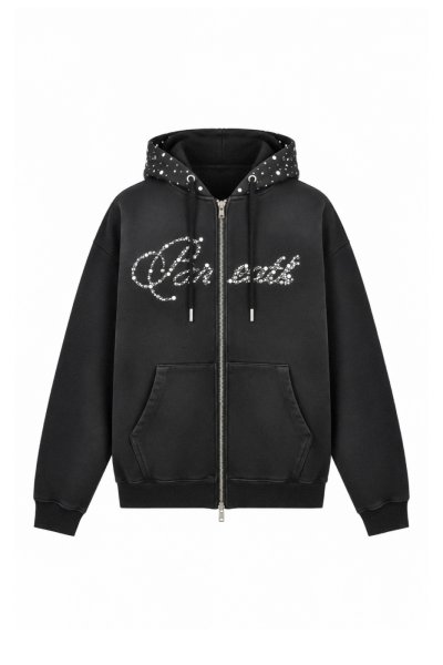 画像1: BREATH (PEARL STUDS ZIP HOODIE) BLACK