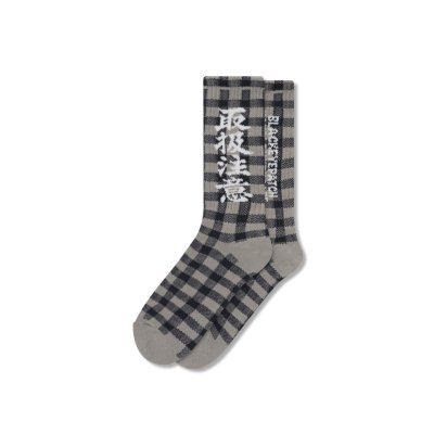 画像1: BLACK EYE PATCH (CHECKED HWC SOCKS) GRAY