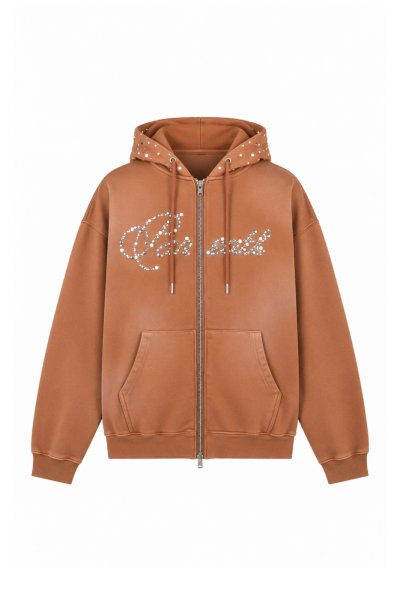 画像1: BREATH (PEARL STUDS ZIP HOODIE) BROWN