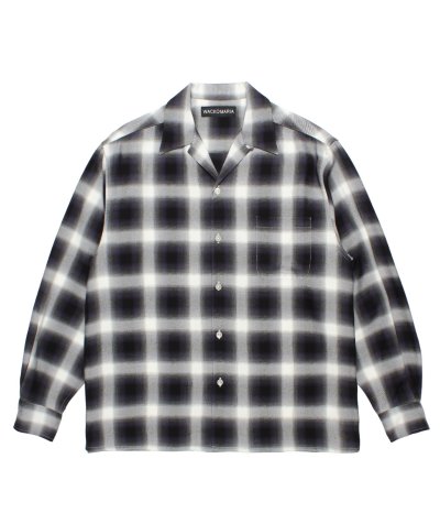 画像1: WACKO MARIA (OMBRE CHECK OPEN COLLAR SHIRT L/S TYPE-4) PURPLE