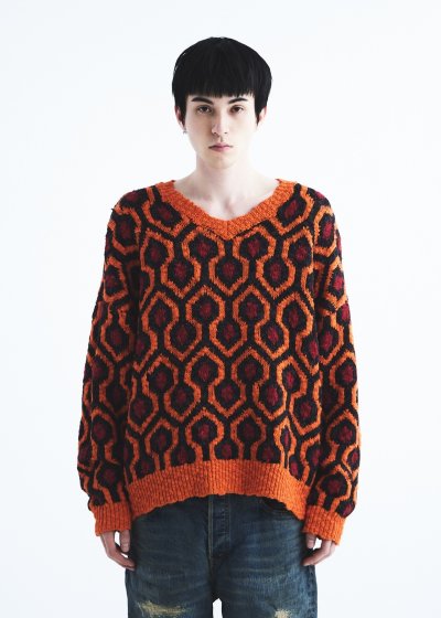 画像2: DAIRIKU ("ODD HOTEL'S CARPET" V-NECK PULLOVER KNIT) ORANGE