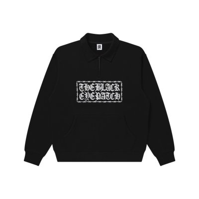 画像1: BLACK EYE PATCH (BARBED WIRE LOGO KOBE TERRY HALF ZIP SWEAT) BLACK