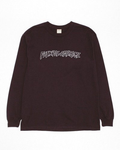 画像1: FUCKING AWESOME (FINELINE GLOW IN THE DARK STAMP LOGO LONGSLEEVE) BLACK