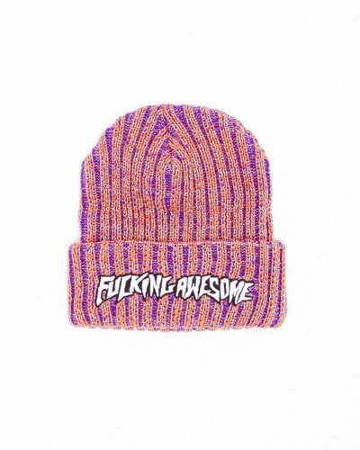 画像1: FUCKING AWESOME (REFLECTIVE STRIPE BEANIE) ORANGE